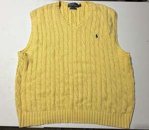 Polo Ralph Lauren 100% Pima Cotton Cable Knit Sweater Vest Yellow XL